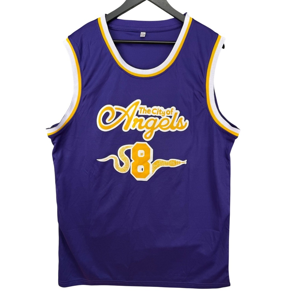 City of Angels Basketball Jersey Purple Gold Snake 8 24 Mens Large Mesh L Kobe